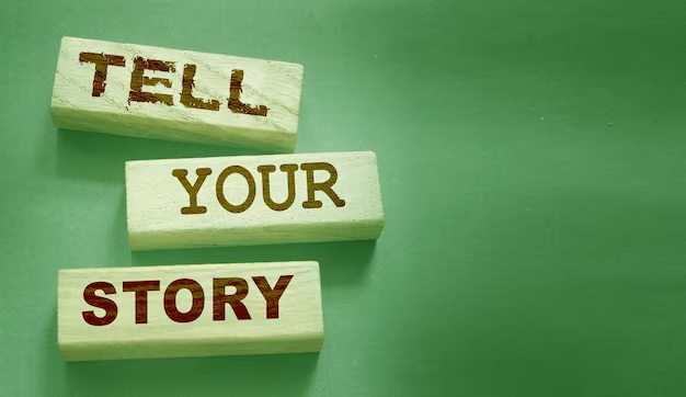 Tell your story word on wooden blocks